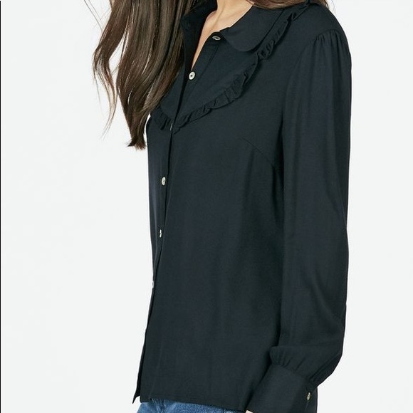 JustFab Ruffle Front Blouse - Picture 3 of 5